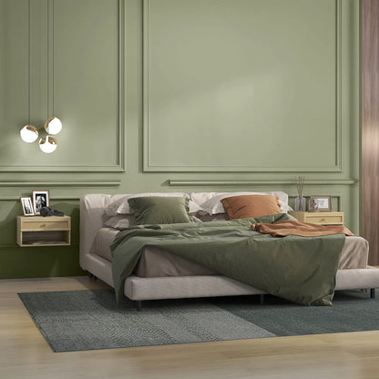 Floating Nightstand Set of 2, Wall Mounted Bedside Table with Drawer, Natural Wood Bedside Tables at Gallery Canada