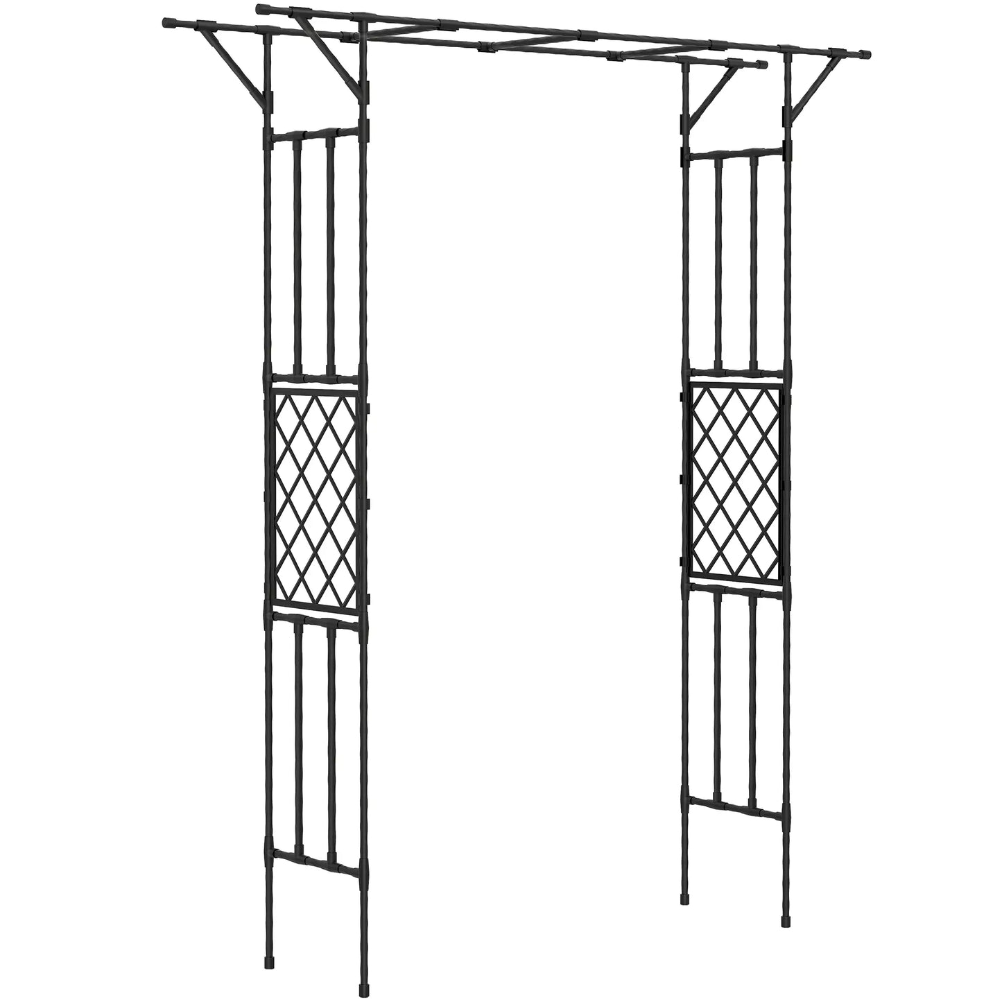 PE-Coated Steel Garden Arch Trellis, 70.9" x 15.7" x 84.6", Black Garden Arches Black at Gallery Canada