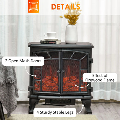 Electric Fireplace Heater, Freestanding, Realistic Flame, Timer, Overheat Protection, 750W/1500W, Black Electric Fireplaces at Gallery Canada