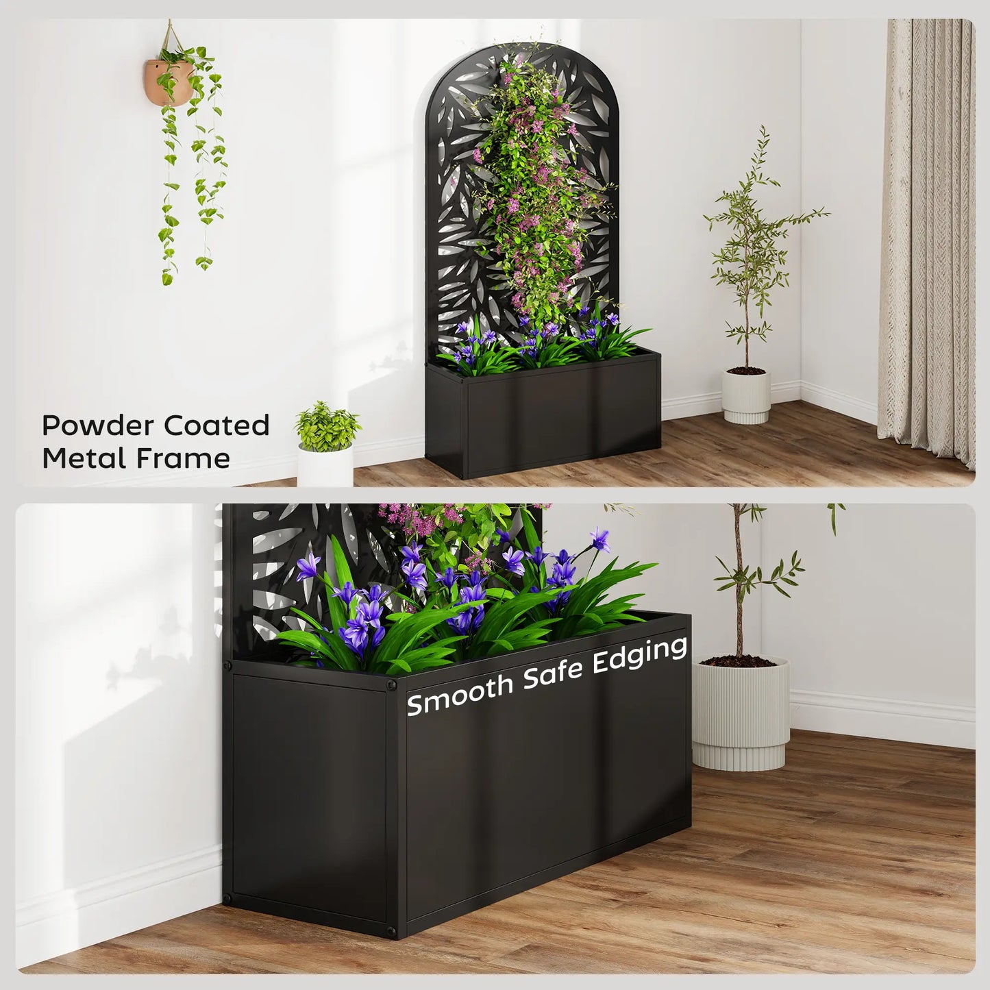 Metal Garden Bed with Trellis for Climbing Plants Galvanized Planter Boxes at Gallery Canada