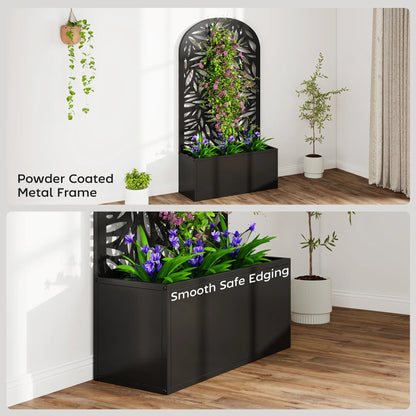 Metal Garden Bed with Trellis for Climbing Plants Galvanized Planter Boxes at Gallery Canada