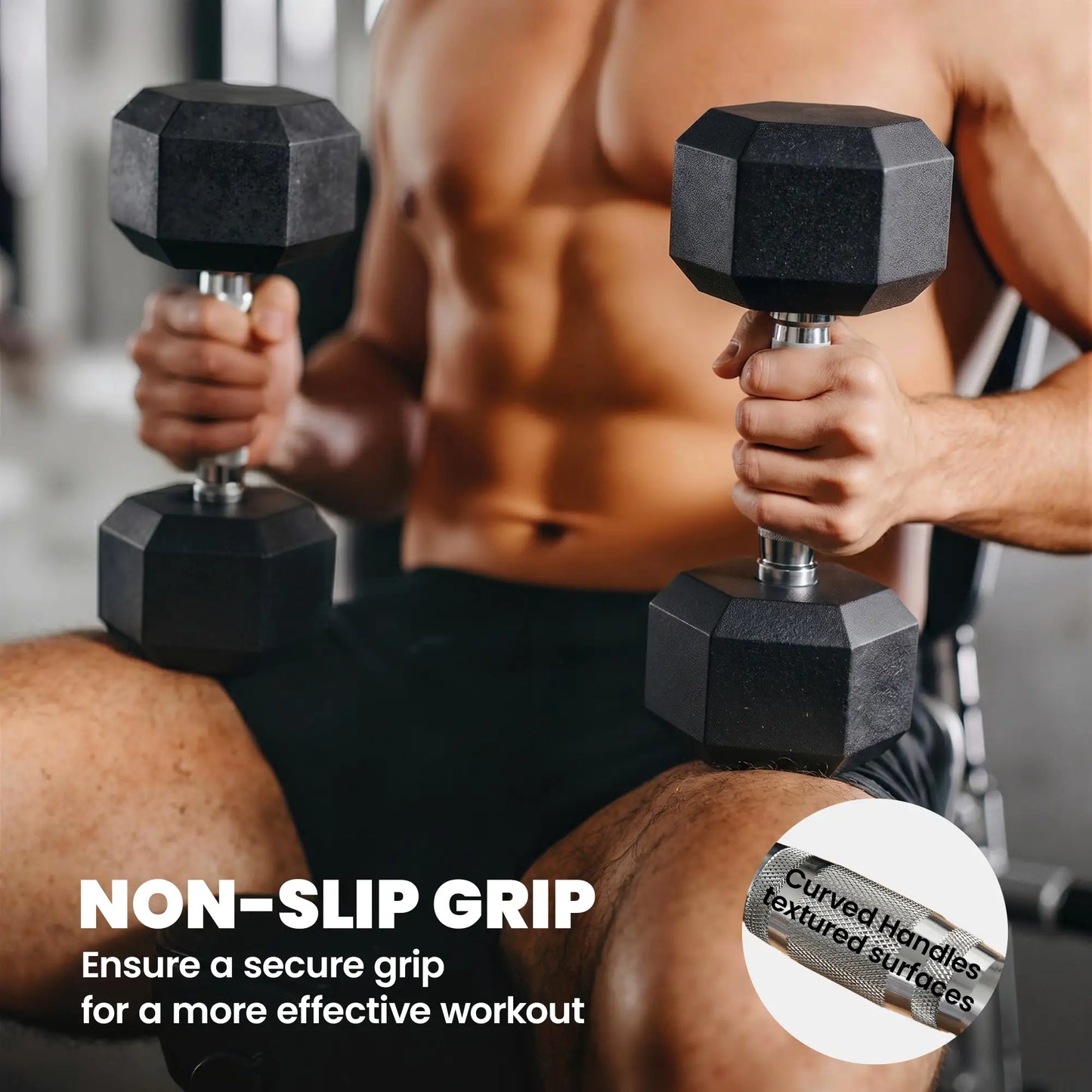 Rubber Dumbbells Weight Set, 30lbs, 2 x 15lbs, Black Dumbbells & Barbells at Gallery Canada