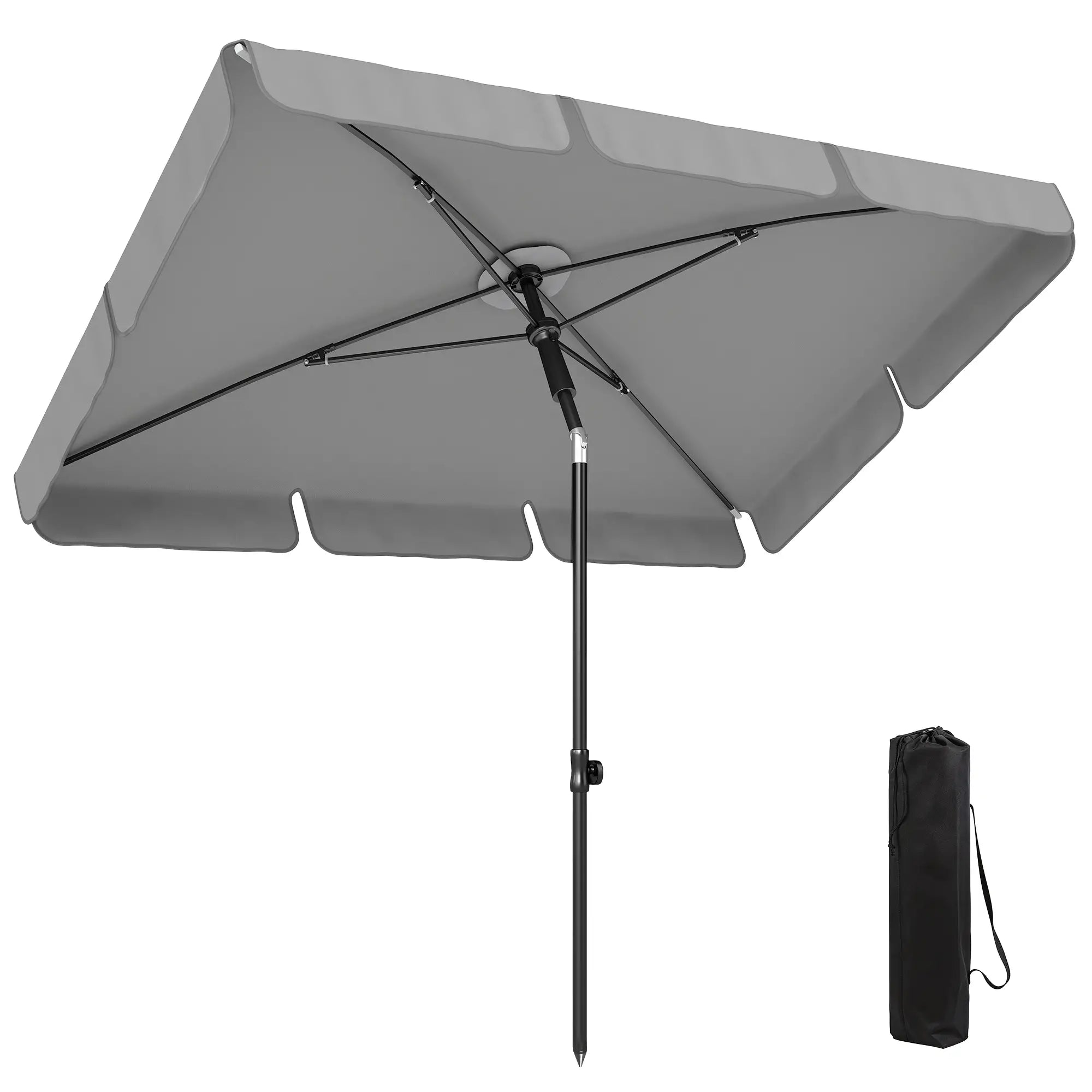 6' x 4' Grey Patio Umbrella, Tilt Crank, Rectangular Outdoor, Grey Sun Umbrellas at Gallery Canada