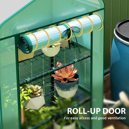 Mini Greenhouse With Screen Roof, 27.6" x 19.7" x 62.2", Green