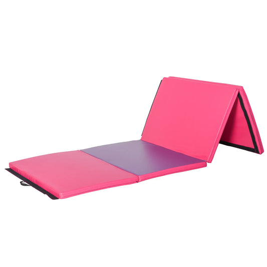 4'x10'x2'' Folding Tumbling Mat, Exercise Mat for Yoga, MMA, Pink and Purple Gymnastics Mats Pink and Purple at Gallery Canada