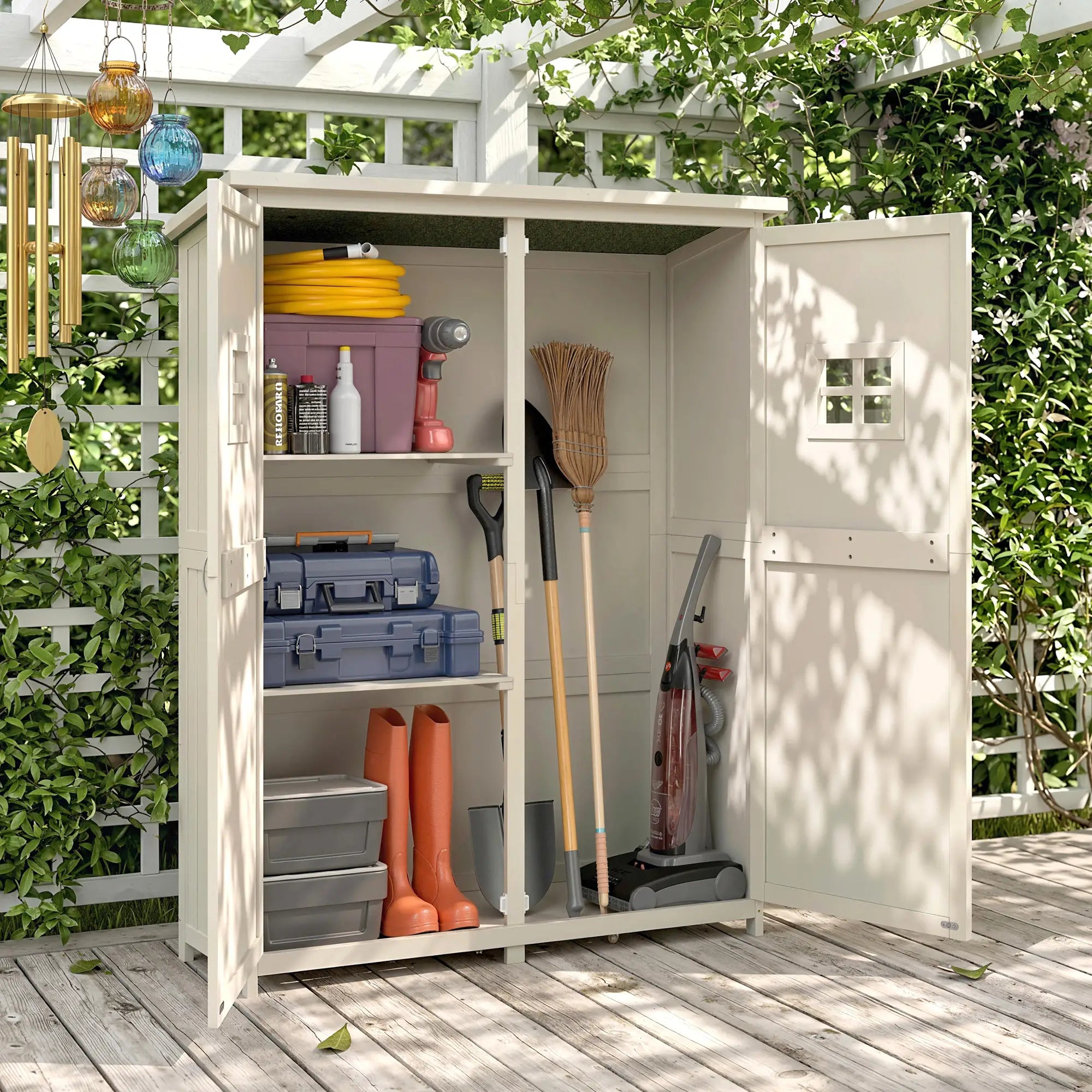 4x1.5ft Wooden Garden Storage Shed, Outdoor Tool Cabinet, Grey Sheds at Gallery Canada