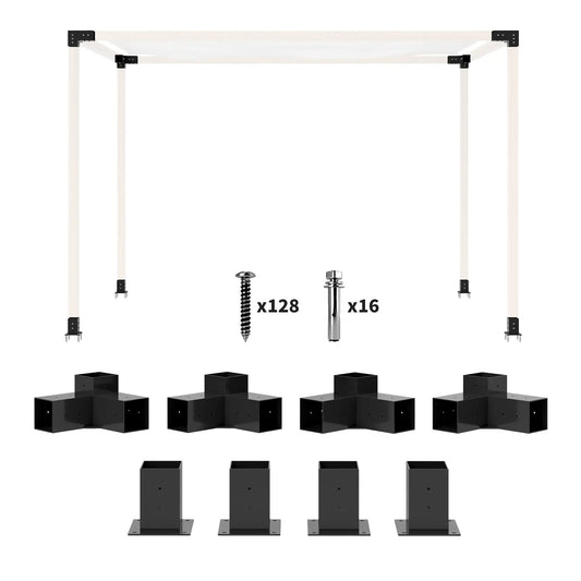 8PCS Pergola Kit, 3-Way & 4-Way Corner Brackets for 4"x4" Lumber Pergolas Black at Gallery Canada