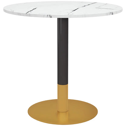 Round Dining Table, Faux Marble Top, Steel Base, Small Kitchen Table, White Bar Tables & Dining Tables at Gallery Canada