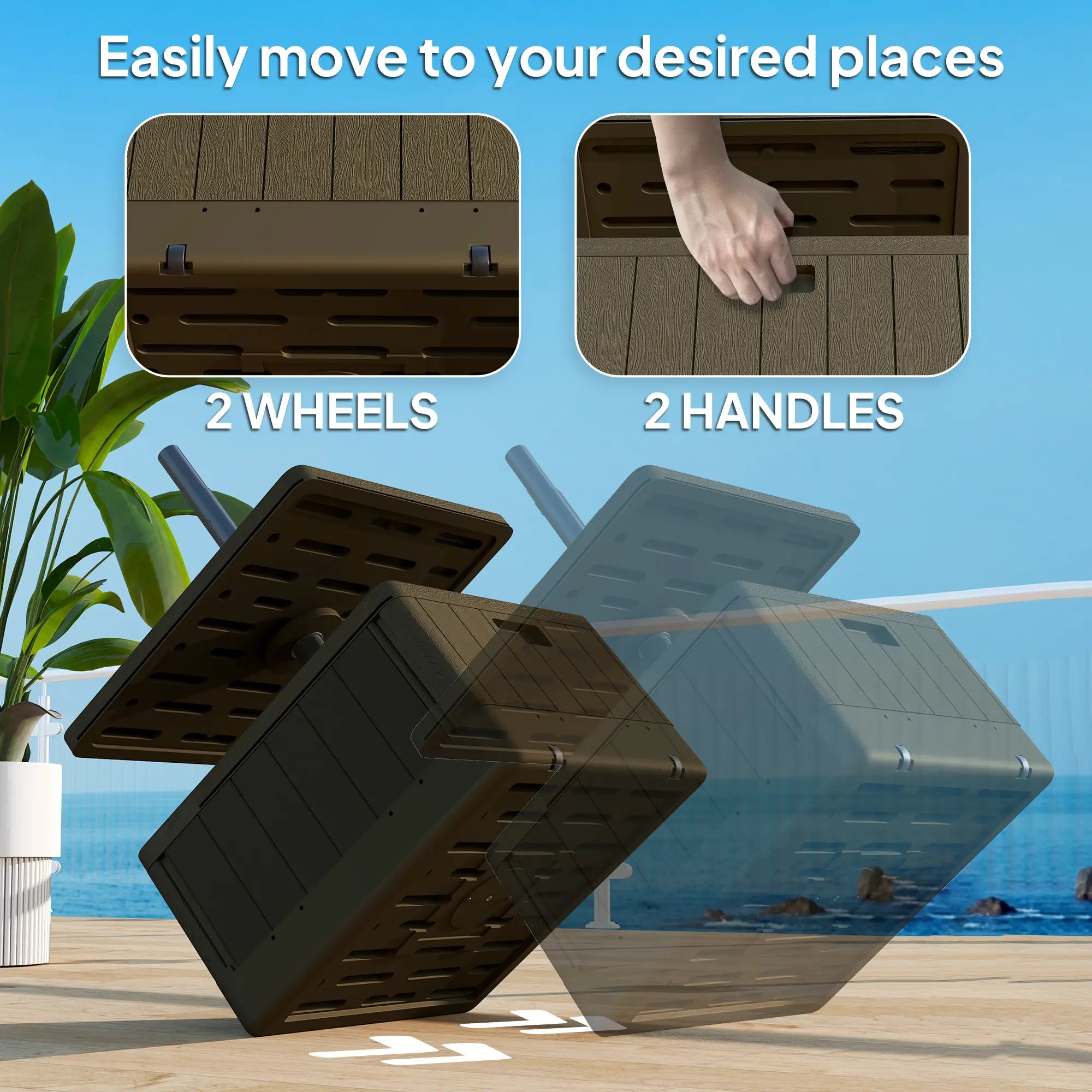 Heavy Duty Umbrella Base With Wheels, Table Tray, Brown Umbrella Bases at Gallery Canada