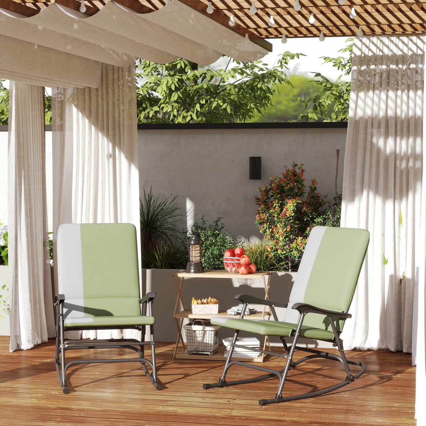 Folding Rocking Chair Set, Oversized Outdoor, 400 lbs Capacity, Green Outdoor Rocking Chairs at Gallery Canada