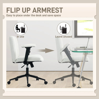 Criss Cross Chair with Flip-up Armrests, Wheels, Adjustable Height, Tilting, Cream White Task Chairs at Gallery Canada