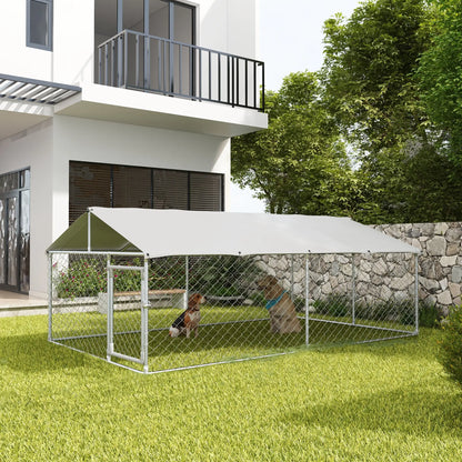 Outdoor Dog Kennel, 13.1' x 7.5' x 4.9', Waterproof UV Resistant Cover, Silver Houses, Kennels & Pens at Gallery Canada