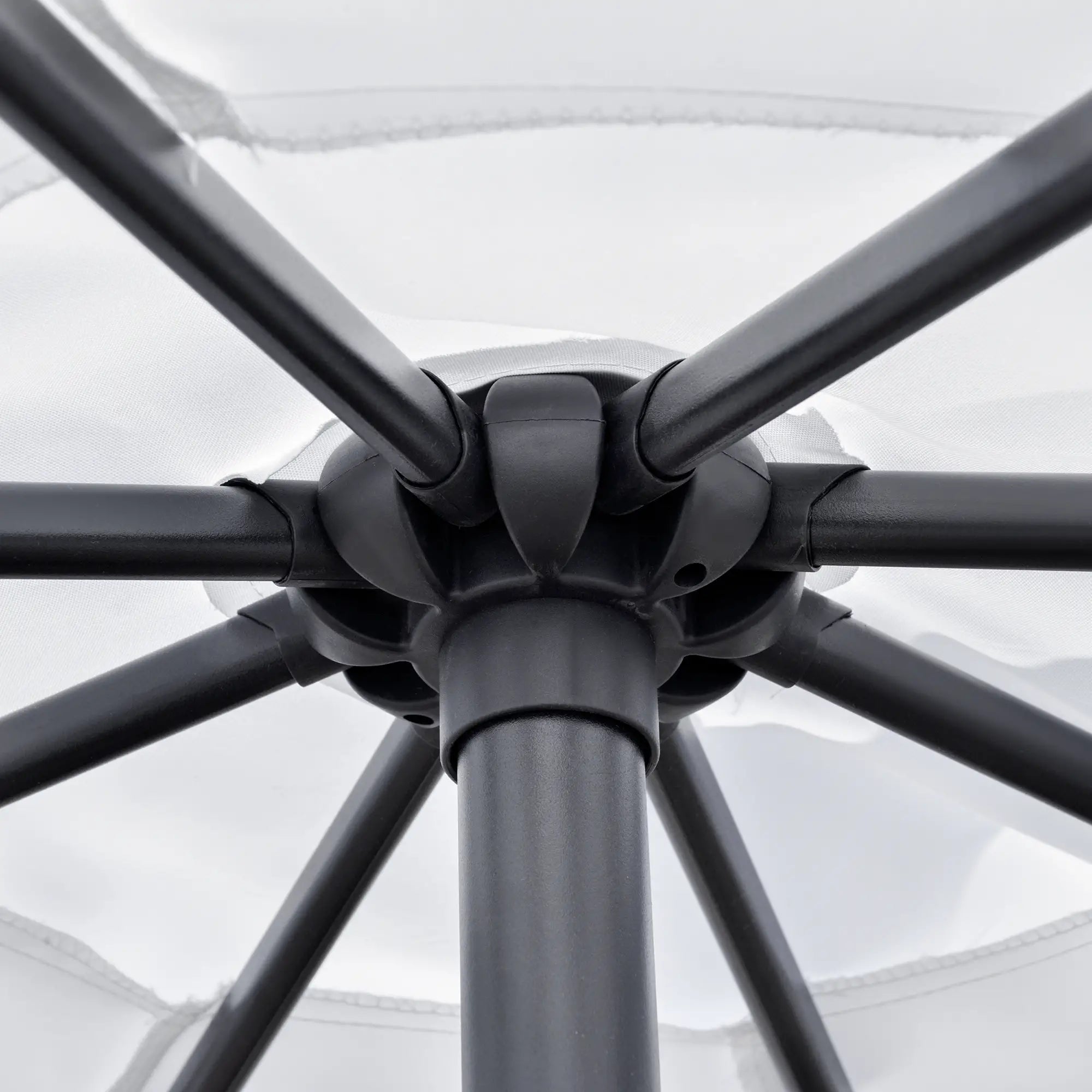 9FT Offset Hanging Patio Umbrella, Easy Tilt, Cross Base, 8 Ribs, White Cantilever Umbrellas at Gallery Canada