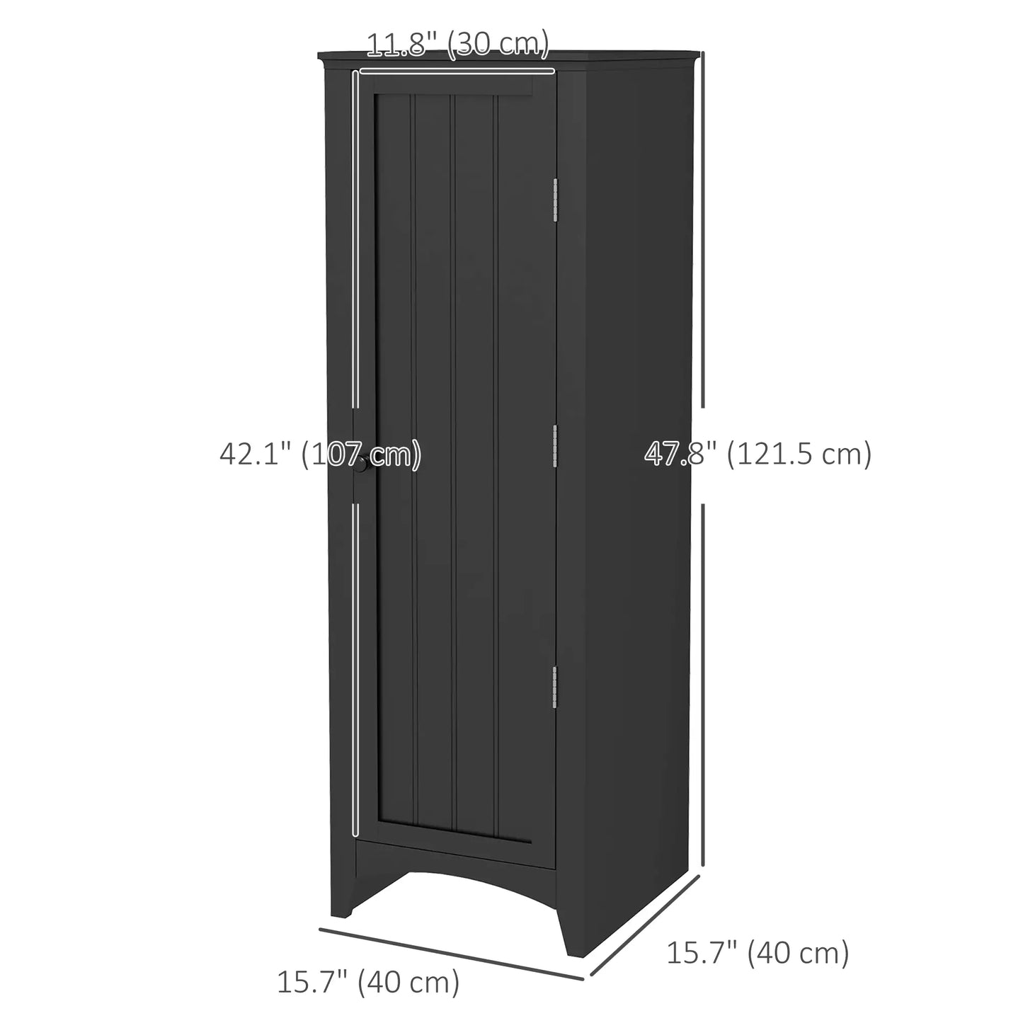 48" Kitchen Pantry Cabinet, Single Door, 4 Tier Adjustable Shelves, Black Kitchen Pantry Cabinets at Gallery Canada