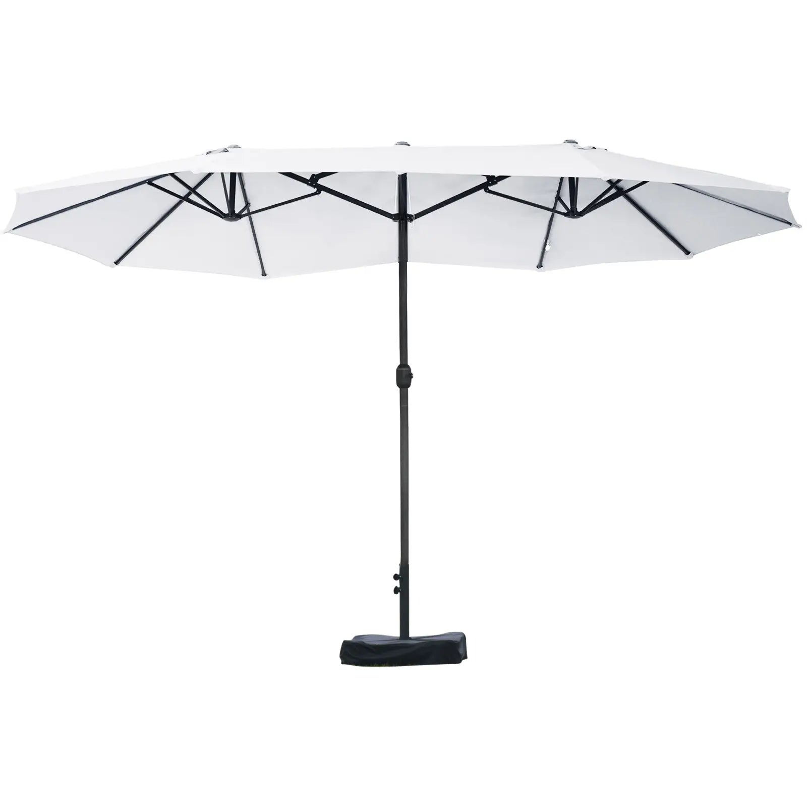 15' Outdoor Patio Umbrella, Twin Canopy Sunshade, Steel Table, Beige Sun Umbrellas at Gallery Canada