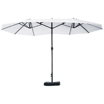 15' Outdoor Patio Umbrella, Twin Canopy Sunshade, Steel Table, Beige Sun Umbrellas at Gallery Canada