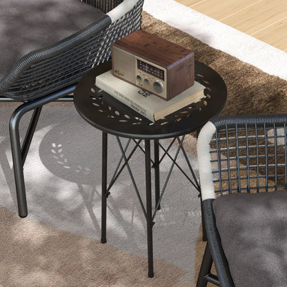 15.7" Round Garden Table, Steel Balcony Bistro, Adjustable Feet, Black Patio Side Tables at Gallery Canada