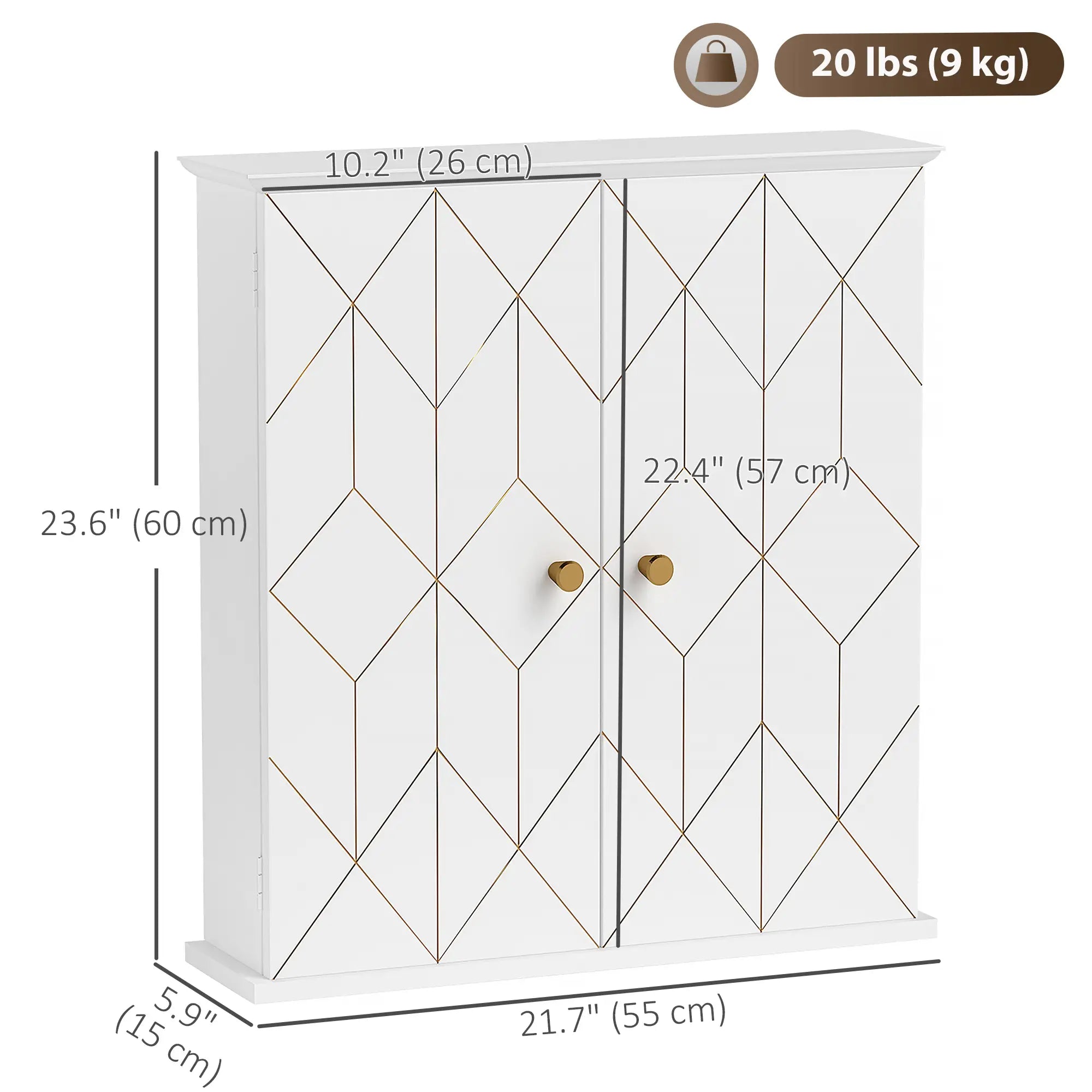 Bathroom Wall Cabinet, Medicine Storage, 2 Doors, Adjustable Shelf, White Bathroom Cabinets at Gallery Canada