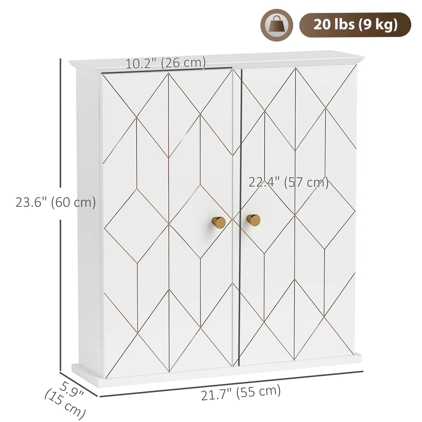Bathroom Wall Cabinet, Medicine Storage, 2 Doors, Adjustable Shelf, White Bathroom Cabinets at Gallery Canada