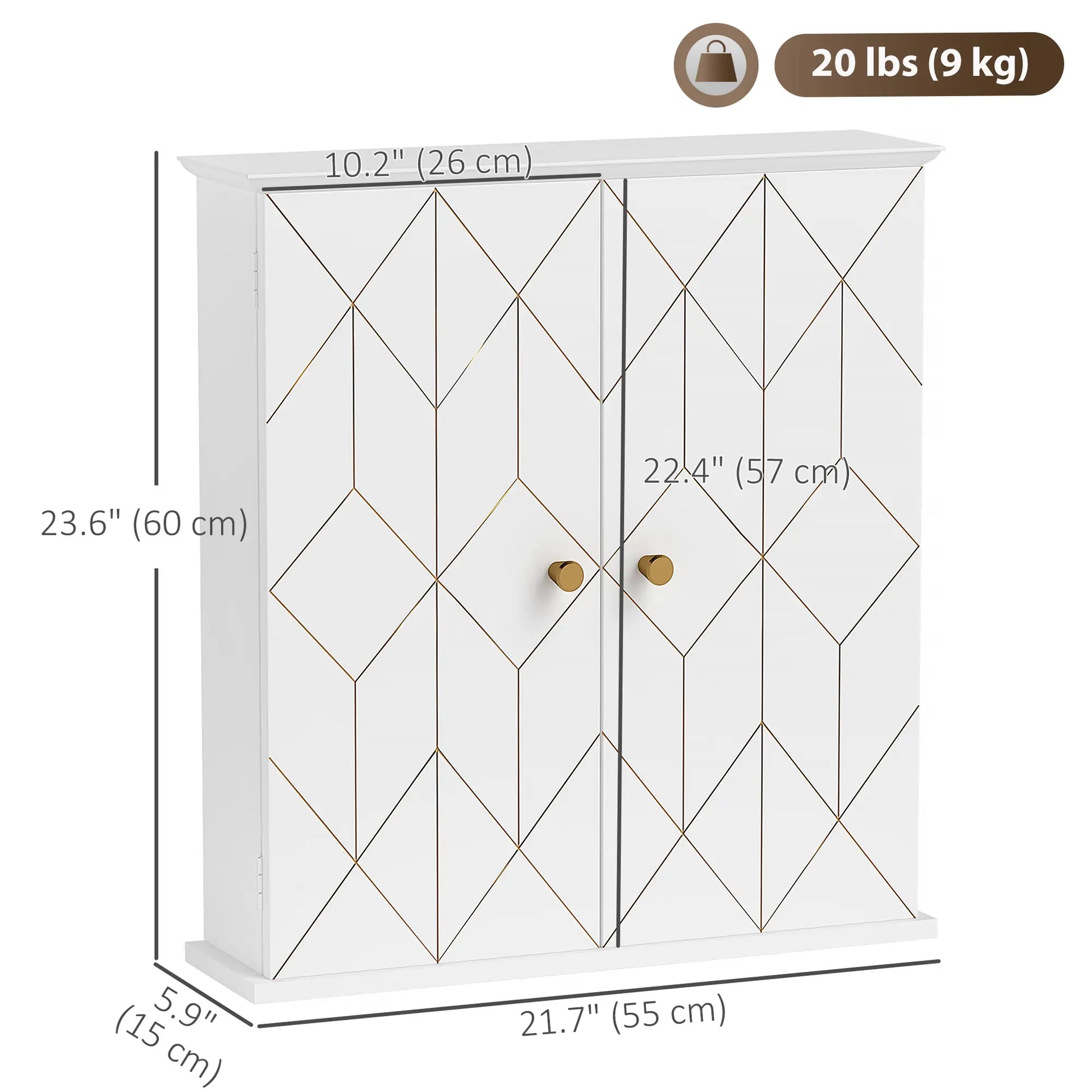 Bathroom Wall Cabinet, Medicine Storage, 2 Doors, Adjustable Shelf, White Bathroom Cabinets at Gallery Canada