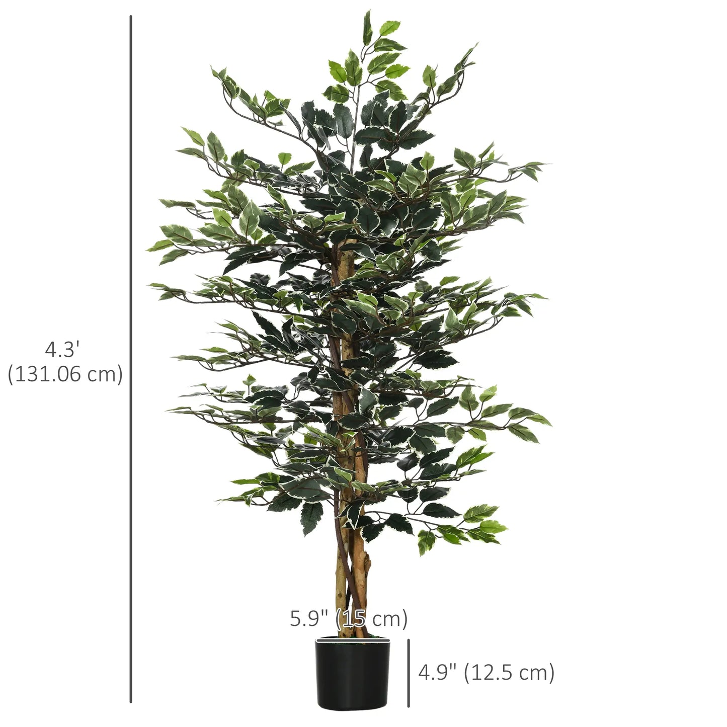 4.3FT Artificial Ficus Tree, Fake Plant in Nursery Pot, Indoor Decor Artificial Trees at Gallery Canada