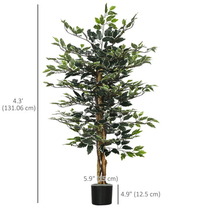 4.3FT Artificial Ficus Tree, Fake Plant in Nursery Pot, Indoor Decor Artificial Trees at Gallery Canada