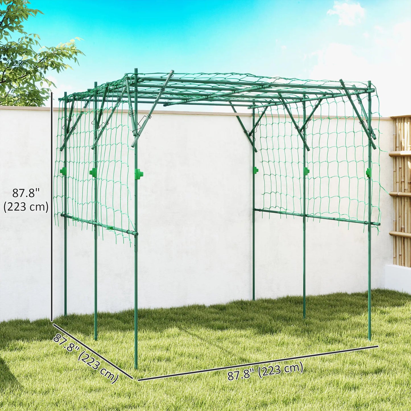 7.3 FT Tall Metal Garden Arch Trellis, For Climbing Plants, Green
