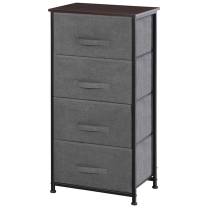 Linen Drawer Cabinet, 4 Removable Drawers, Metal Frame, Adjustable Feet, Black Storage Cabinets Deep Grey Drawers, Black Frame, Brown Wood Color Top at Gallery Canada