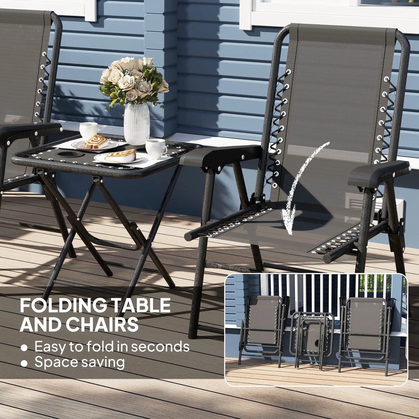 3-Piece Patio Bistro Set, Outdoor Folding Table & Chairs Bistro Sets at Gallery Canada