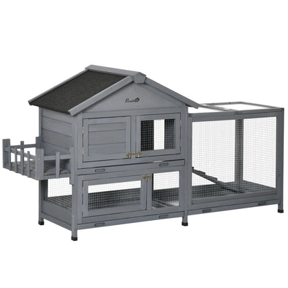65" Wooden Rabbit Hutch, Openable Roof, Storage Box, Dark Grey Rabbit Hutch Dark Grey at Gallery Canada