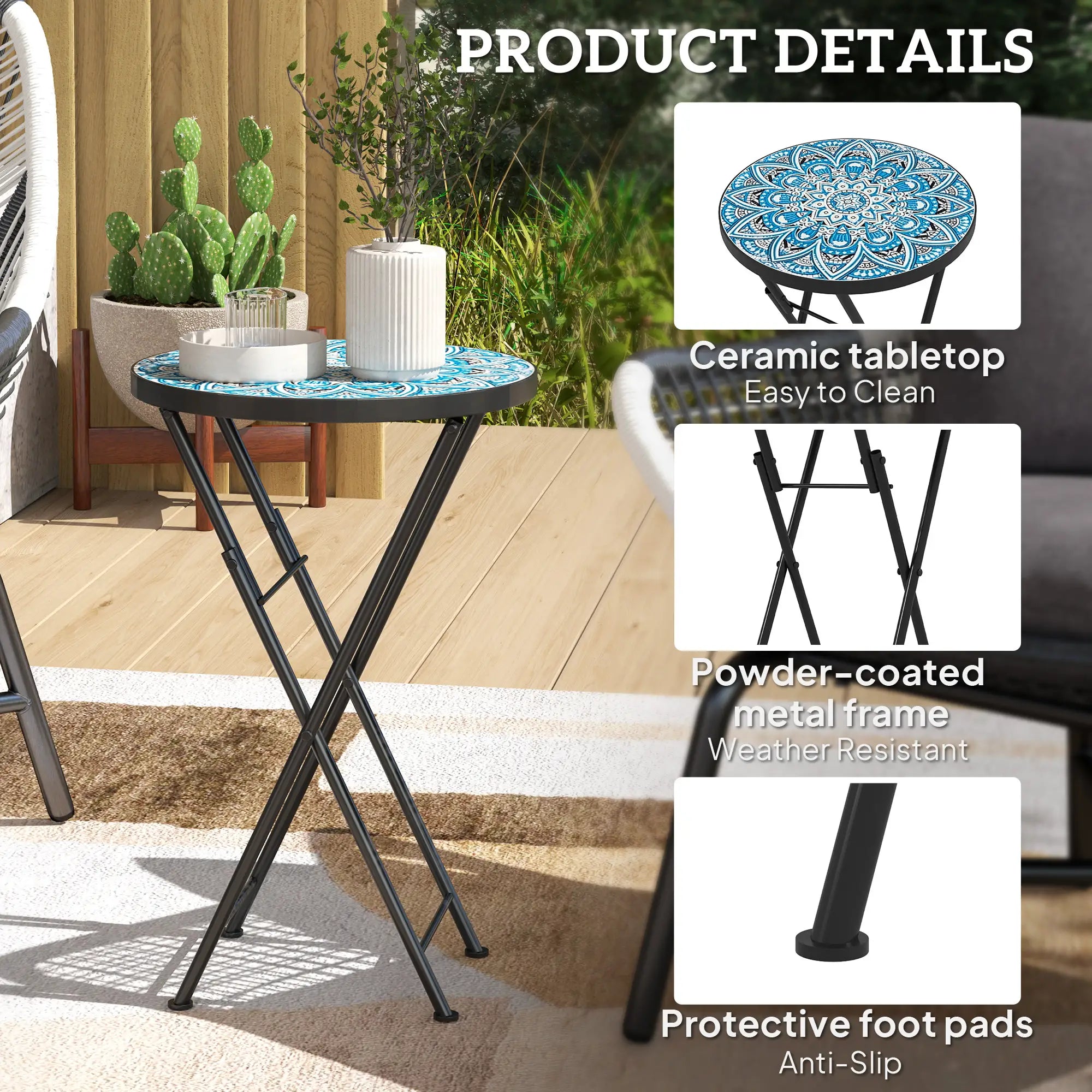 Mosaic Outdoor Patio Side Table, 14