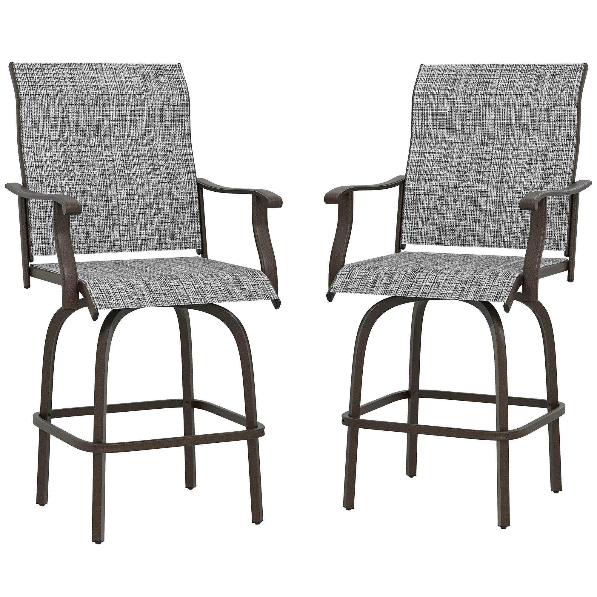 Outdoor Swivel Bar Stools, Set of 2, High Back, Mixed Grey Bistro Sets Mixed Grey at Gallery Canada