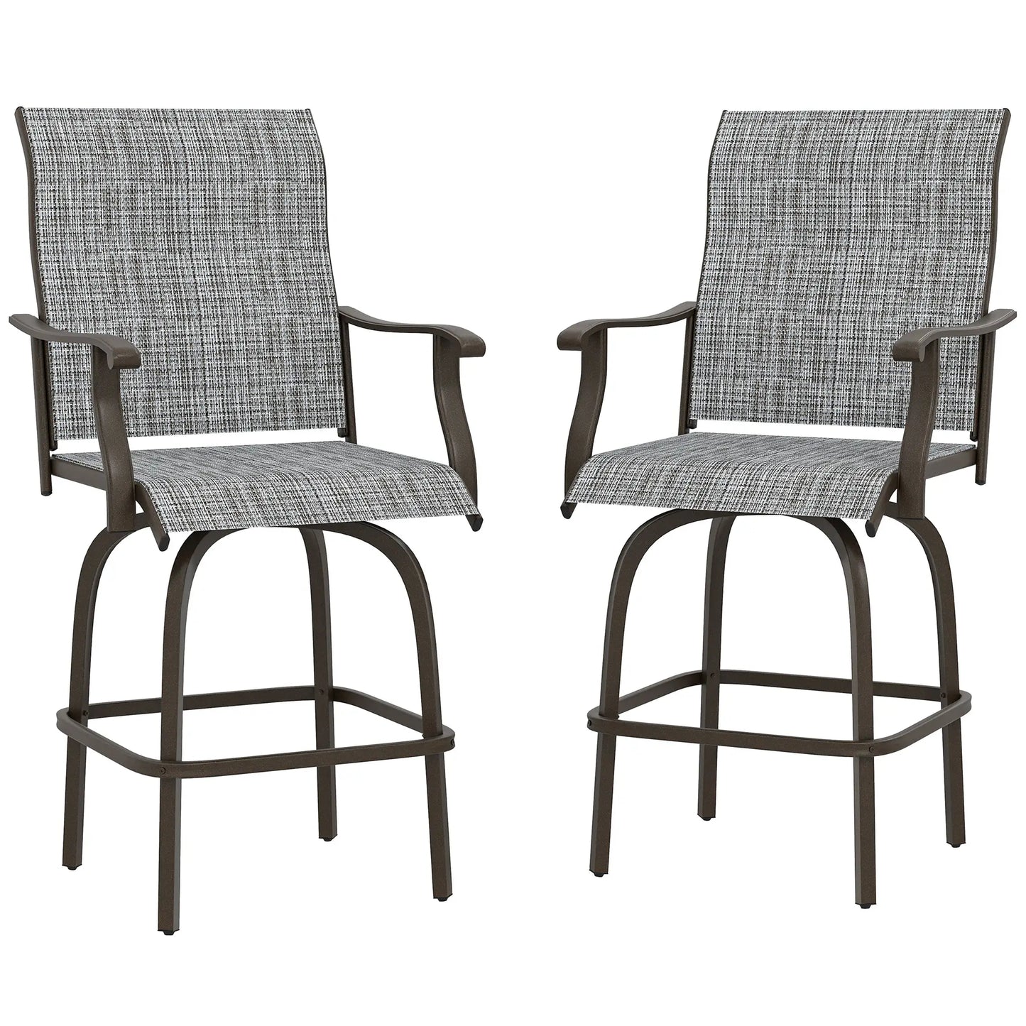 Outdoor Swivel Bar Stools, Set of 2, High Back, Mixed Grey Bistro Sets Mixed Grey at Gallery Canada