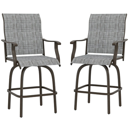 Outdoor Swivel Bar Stools, Set of 2, High Back, Mixed Grey Bistro Sets Mixed Grey at Gallery Canada