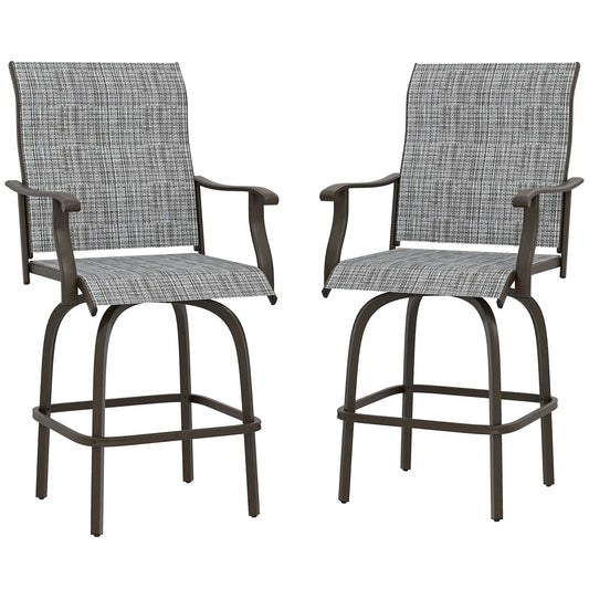 Outdoor Swivel Bar Stools, Set of 2, High Back, Mixed Grey Bistro Sets Mixed Grey at Gallery Canada