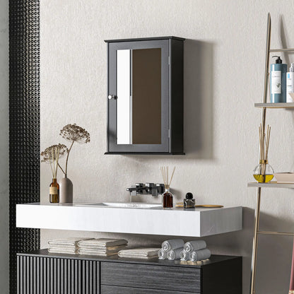 Wall Mounted Bathroom Mirror Cabinet with Shelves, Black Mirror Medicine Cabinets at Gallery Canada