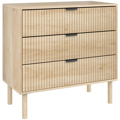 3 Drawer Dresser, Fluted Panels, Solid Wood Legs, Oak Storage Cabinets at Gallery Canada
