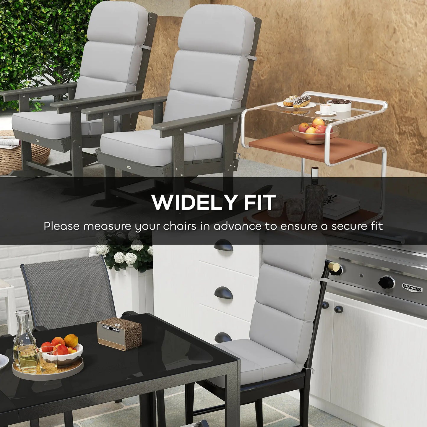 Outdoor Seat Cushion with Back, UPF 20+, Non-Slip, Light Grey Patio Chair Cushions at Gallery Canada