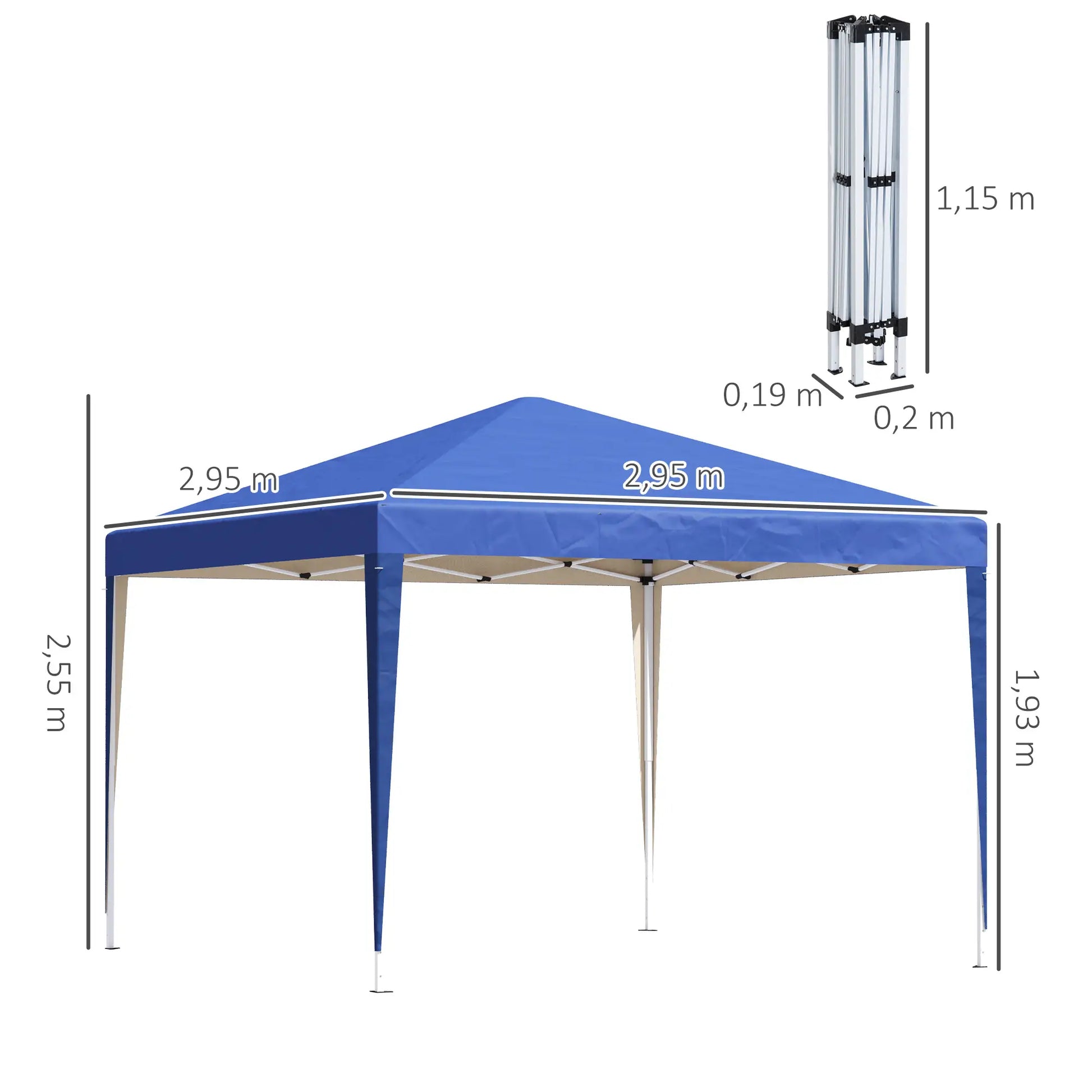 10 x 10ft Folding Pop Up Tent, Outdoor Gazebo Canopy, Blue Pop Up Canopies at Gallery Canada