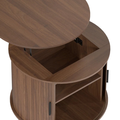 Lift Top Coffee Table, Round, Storage, Sliding Door, Walnut Brown Coffee Tables at Gallery Canada