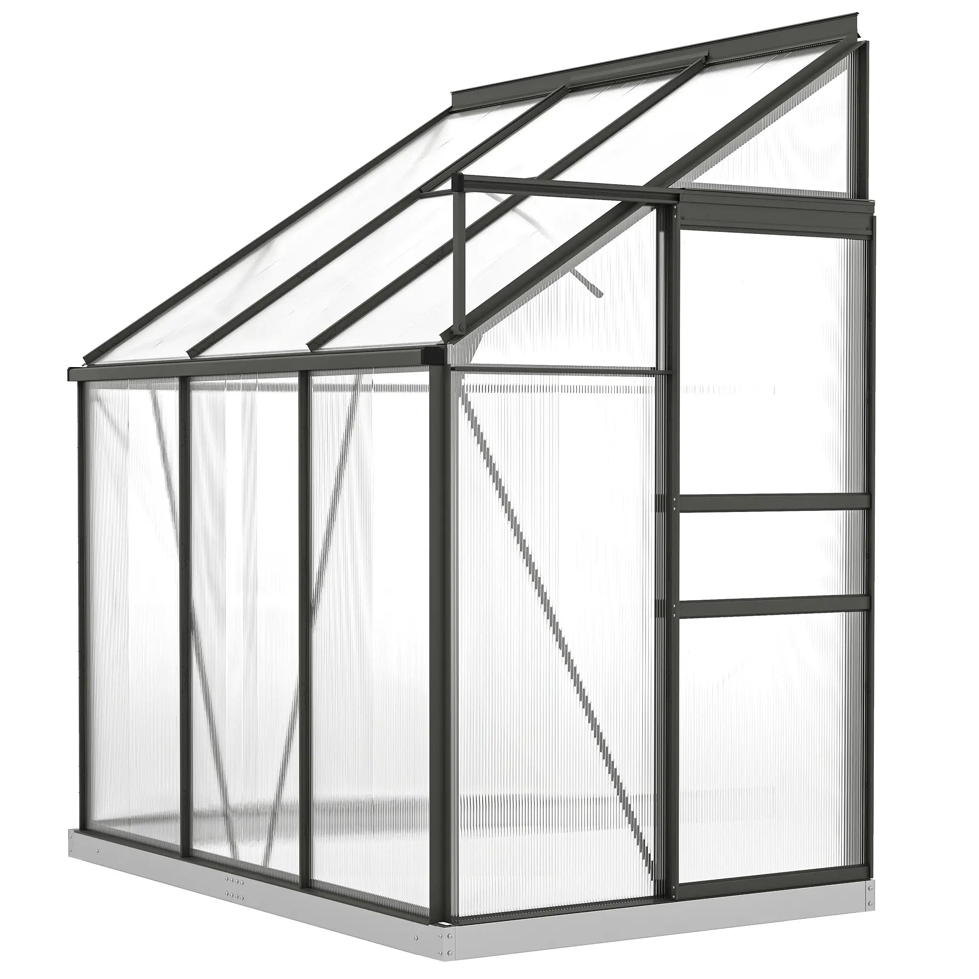 Aluminum Lean-To Greenhouse, Polycarbonate Walk-In, 6' x 4', Dark Grey Walk In Greenhouses at Gallery Canada