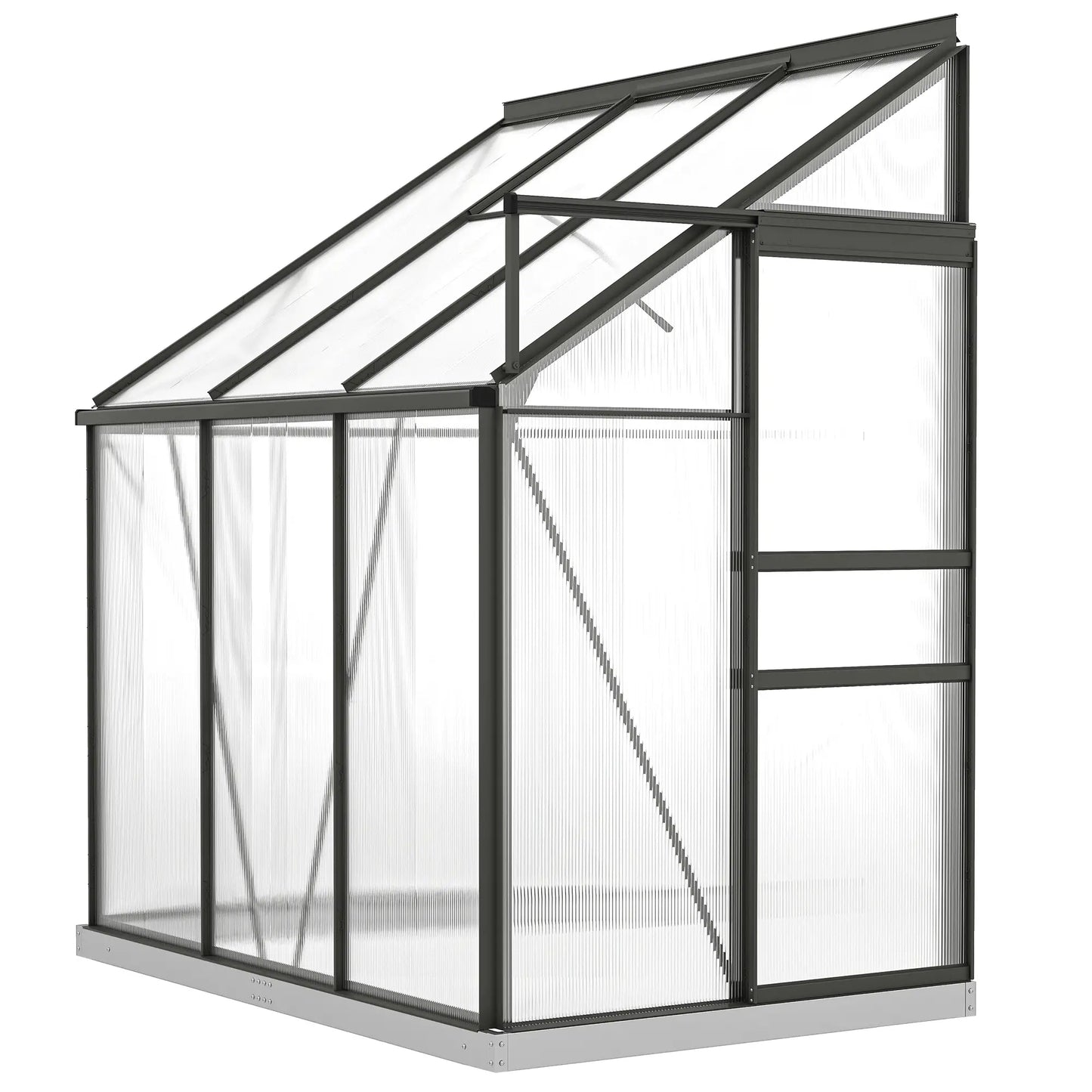 Aluminum Lean-To Greenhouse, Polycarbonate Walk-In, 6' x 4', Dark Grey Walk In Greenhouses at Gallery Canada