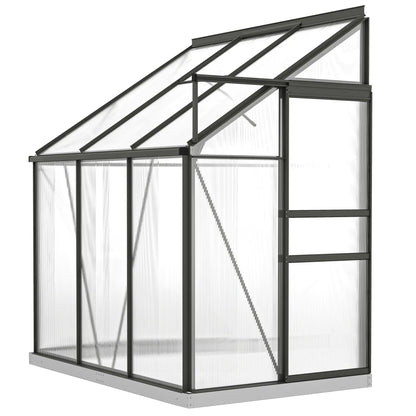 Aluminum Lean-To Greenhouse, Polycarbonate Walk-In, 6' x 4', Dark Grey Walk In Greenhouses at Gallery Canada