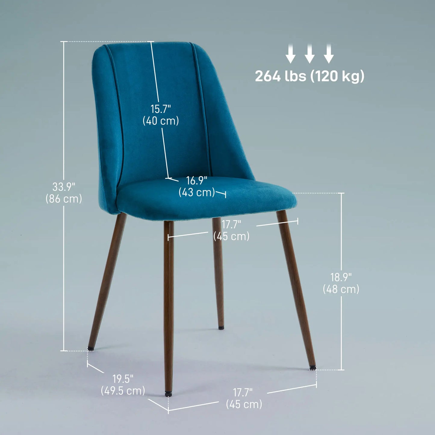 Velvet Dining Chairs Set of 4, Wood-Grain Steel Leg, Dark Blue Dining Chairs at Gallery Canada