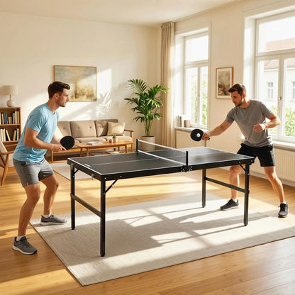 Mini Folding Table Tennis Table, Aluminium Frame, Portable, Black Game Tables at Gallery Canada