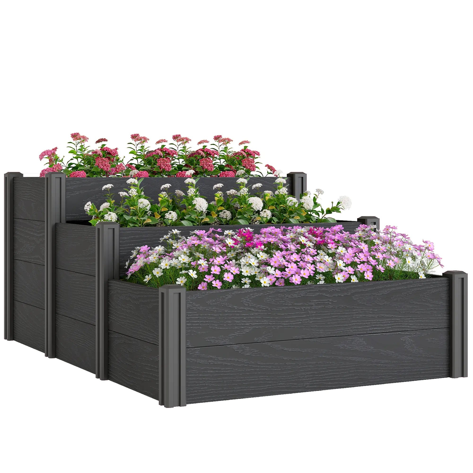 Vinyl Raised Garden Bed Kit, 3-Tier Elevated Garden Box, Outdoor Planter Wooden Planter Boxes at Gallery Canada