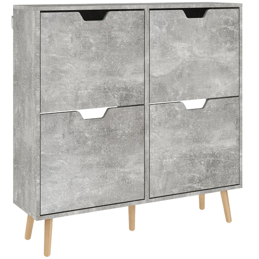 Shoe Storage Cabinet, 4 Flip Drawers, Adjustable Shelf, Holds 8-16 Pairs, Cement Grey Shoe Storage Cabinets & Racks Cement Grey at Gallery Canada
