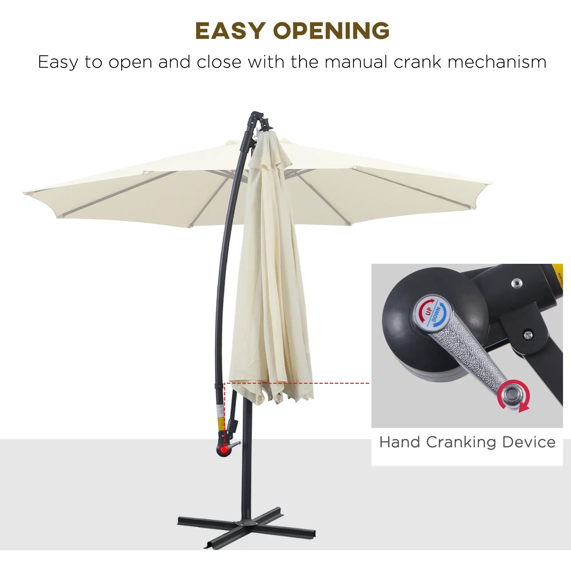 Deluxe Cantilever Umbrella, Φ10', Banana, Outdoor Sunshade, Beige Cantilever Umbrellas at Gallery Canada