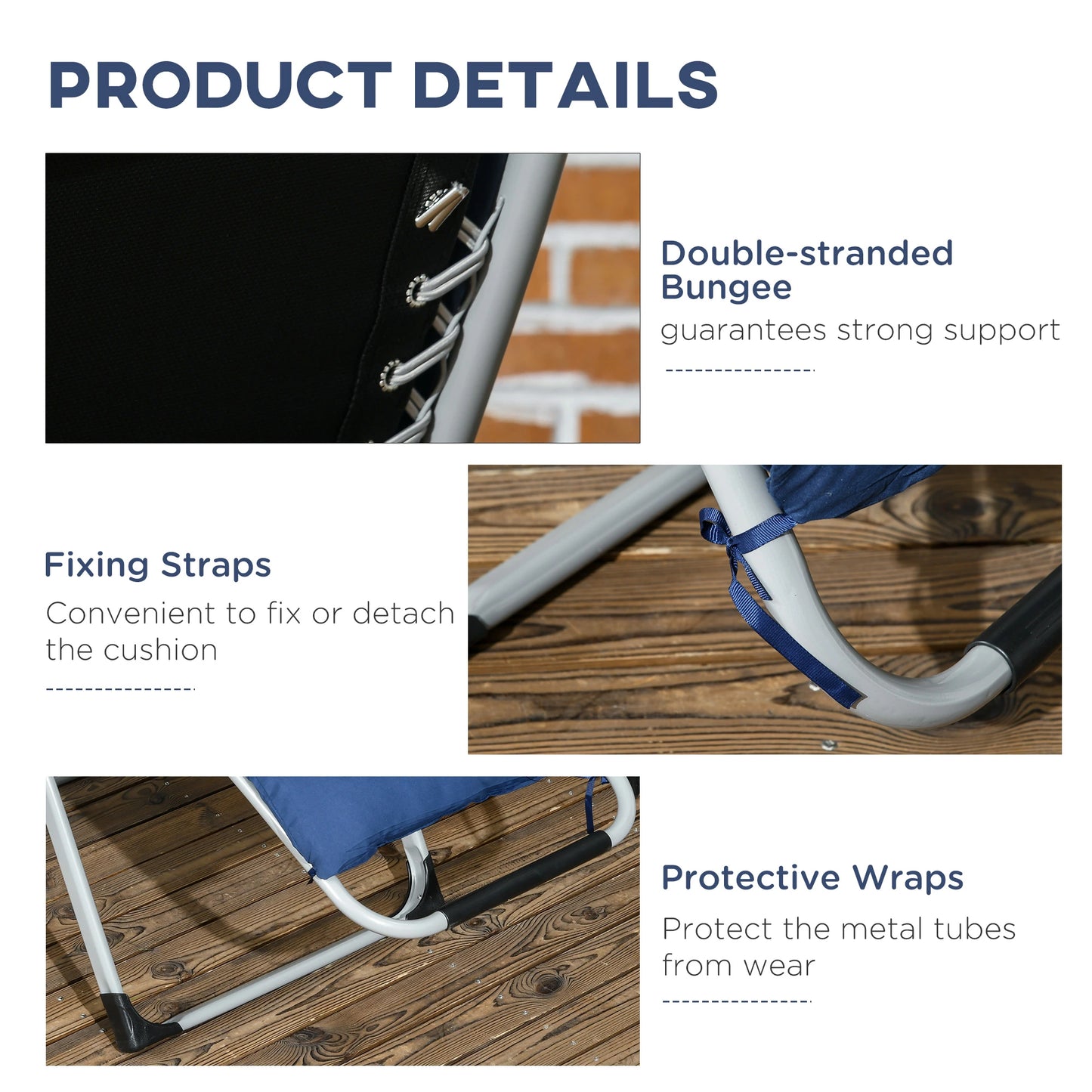 Folding Garden Chairs Set of 2, Reclining Zero Gravity, Dark Blue Lounger Chairs at Gallery Canada