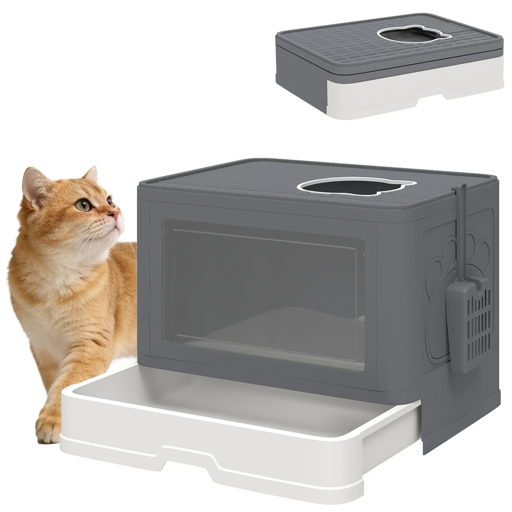 Cat Litter Box, Front Enter Top Exit, Pull Out Tray, Easy Clean, Grey Cat Litter Box Enclosures at Gallery Canada